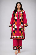 Unstitched 2 Piece Applique Lawn Suit